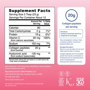 Strawberry Lemon Collagen Peptides Advanced – with Hyaluronic Acid u0026 Vitamin C – 10.5oz