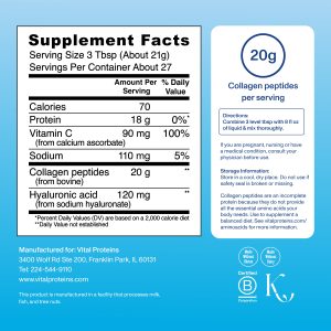 Collagen Peptides Advanced – with Hyaluronic Acid u0026 Vitamin C – 9.33oz with HA + Vitamin C