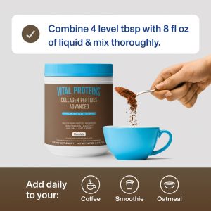 Chocolate Collagen Peptides Advanced – with Hyaluronic Acid u0026 Vitamin C – 24.7oz