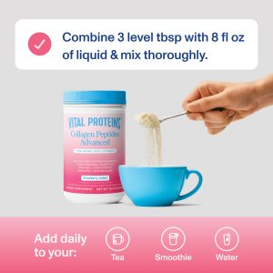 Strawberry Lemon Collagen Peptides Advanced – with Hyaluronic Acid u0026 Vitamin C – 10.5oz